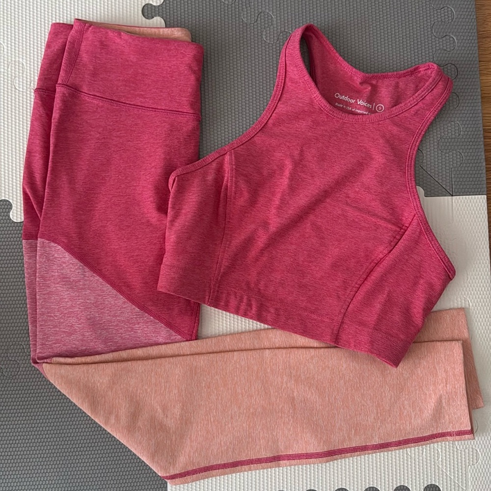 Outdoor Voices pink workout set